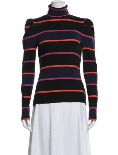 Pre-owned Veronica Beard Striped Turtleneck Top In Blue
