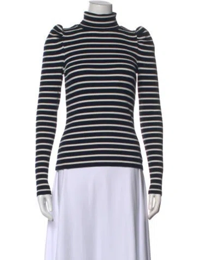 Pre-owned Veronica Beard Striped Turtleneck Top In Blue
