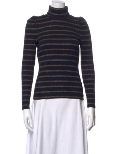 Pre-owned Veronica Beard Striped Turtleneck Top In Blue