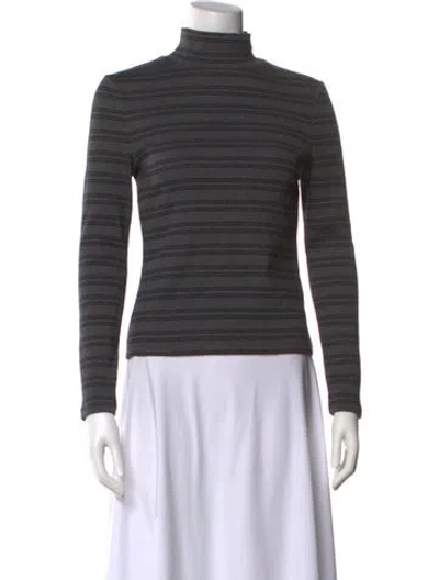 Pre-owned Veronica Beard Striped Turtleneck Top In Gray
