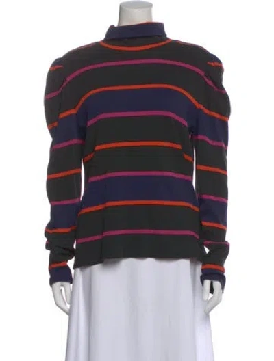 Pre-owned Veronica Beard Striped Turtleneck Top In Multi