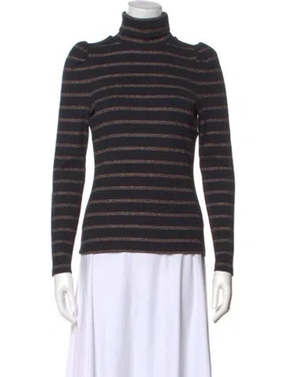 Pre-owned Veronica Beard Striped Turtleneck Top In Multi