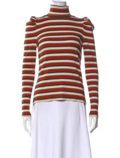 Pre-owned Veronica Beard Striped Turtleneck Top In Multi