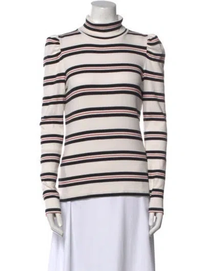 Pre-owned Veronica Beard Striped Turtleneck Top In Neutral