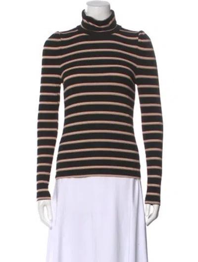 Pre-owned Veronica Beard Striped Turtleneck Top In Neutral