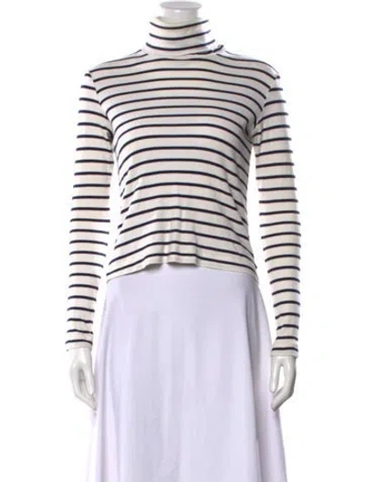 Pre-owned Veronica Beard Striped Turtleneck Top In Neutral