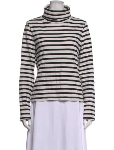 Pre-owned Veronica Beard Striped Turtleneck Top In Neutrals