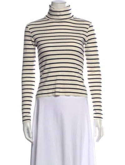 Pre-owned Veronica Beard Striped Turtleneck Top In Neutrals
