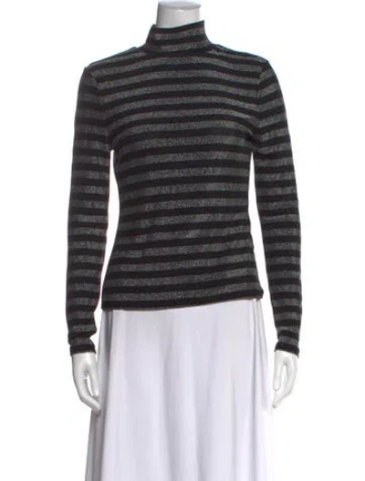 Pre-owned Veronica Beard Striped Turtleneck Top W/ Tags In Black
