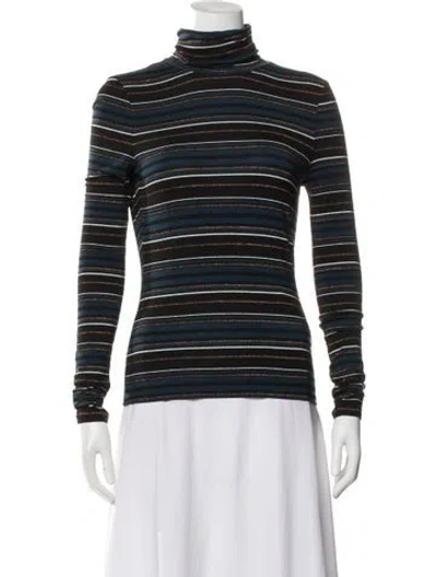 Pre-owned Veronica Beard Striped Turtleneck Top W/ Tags In Blue