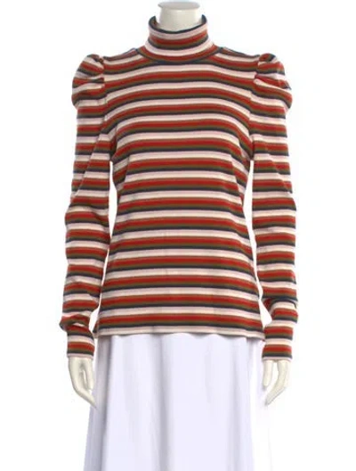Pre-owned Veronica Beard Striped Turtleneck Top W/ Tags In White