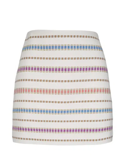 Veronica Beard Striped Tweed Skirt In Multi