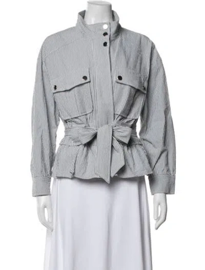 Pre-owned Veronica Beard Striped Utility Jacket In Blue/white