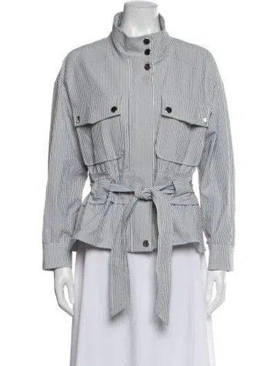 Pre-owned Veronica Beard Striped Utility Jacket In White