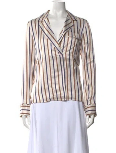 Pre-owned Veronica Beard Striped V-neck Blouse