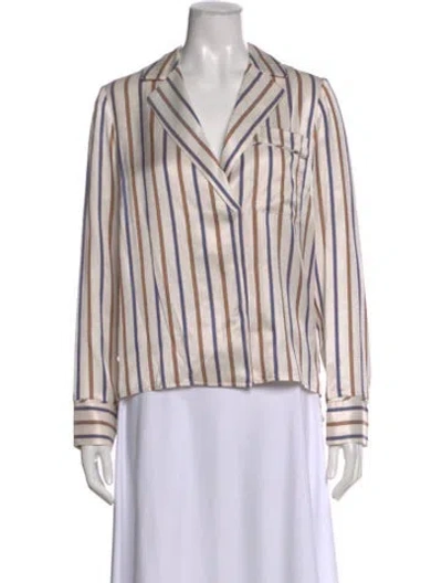 Pre-owned Veronica Beard Striped V-neck Blouse