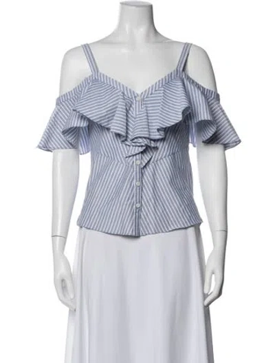 Pre-owned Veronica Beard Striped V-neck Blouse In Blue