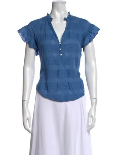 Pre-owned Veronica Beard Striped V-neck Blouse In Blue