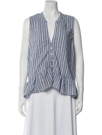 Pre-owned Veronica Beard Striped V-neck Blouse In Blue