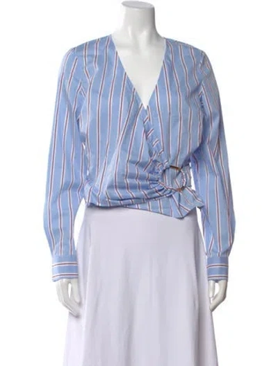 Pre-owned Veronica Beard Striped V-neck Blouse In Multi