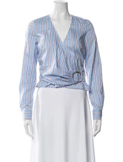 Pre-owned Veronica Beard Striped V-neck Blouse In Multi