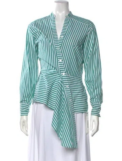 Pre-owned Veronica Beard Striped V-neck Blouse In Multi