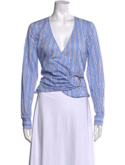 Pre-owned Veronica Beard Striped V-neck Blouse In Multi