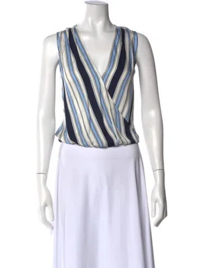 Pre-owned Veronica Beard Striped V-neck Blouse In Neutral