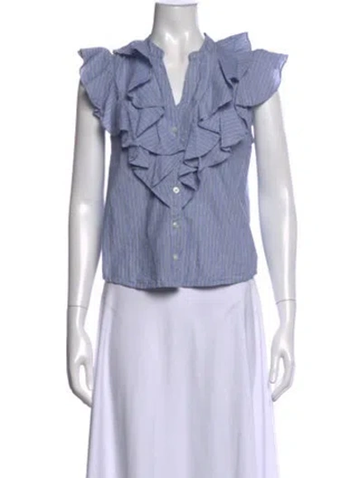 Pre-owned Veronica Beard Striped V-neck Blouse In Neutrals