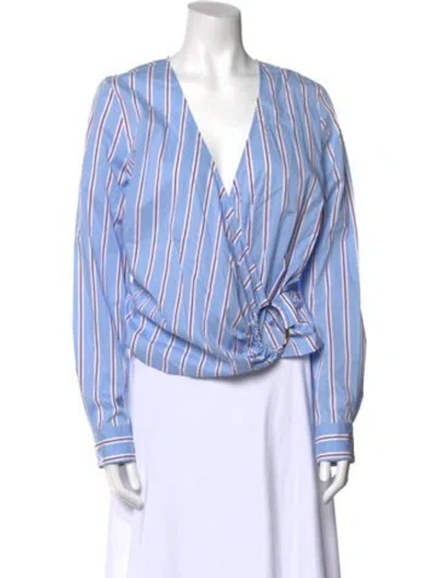 Pre-owned Veronica Beard Striped V-neck Blouse W/ Tags In Blue