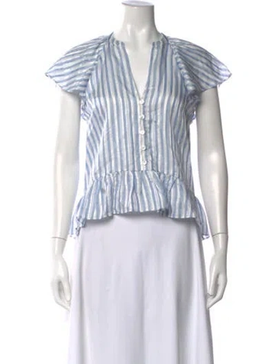 Pre-owned Veronica Beard Striped V-neck Blouse W/ Tags In Multi