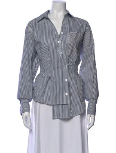 Pre-owned Veronica Beard Striped V-neck Button-up Top In Multi
