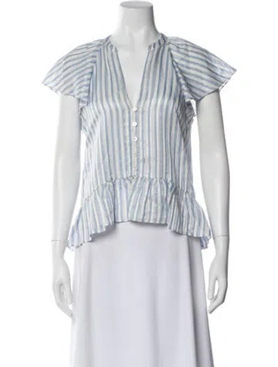 Pre-owned Veronica Beard Striped V-neck Crop Top In Multi