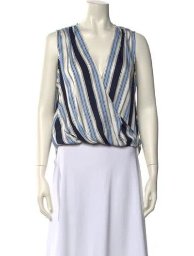 Pre-owned Veronica Beard Striped V-neck Crop Top In Neutral