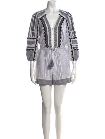 Pre-owned Veronica Beard Striped V-neck Jumpsuit In Black/white