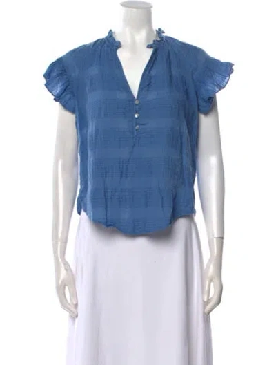 Pre-owned Veronica Beard Striped V-neck Polo In Blue