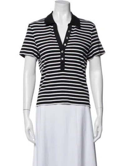Pre-owned Veronica Beard Striped V-neck Polo In Blue