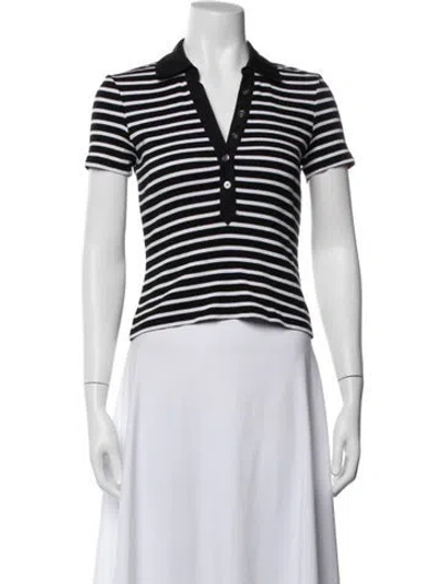 Pre-owned Veronica Beard Striped V-neck Polo In Blue/white