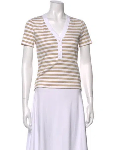 Pre-owned Veronica Beard Striped V-neck Polo In Neutral