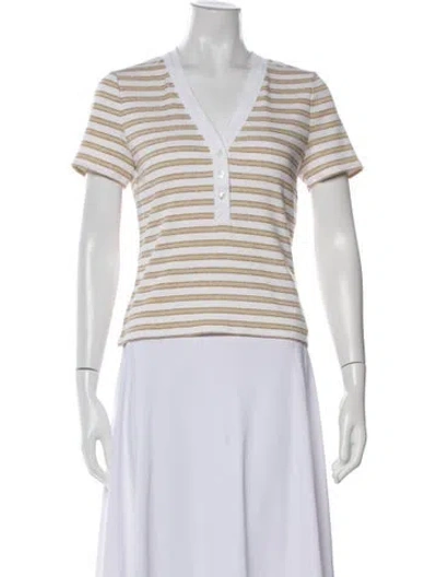 Pre-owned Veronica Beard Striped V-neck Polo W/ Tags