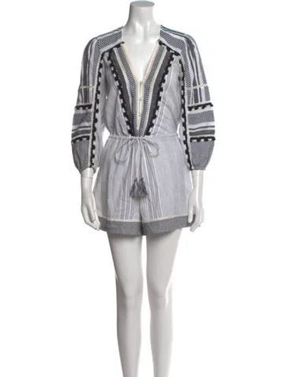 Pre-owned Veronica Beard Striped V-neck Romper In Multi