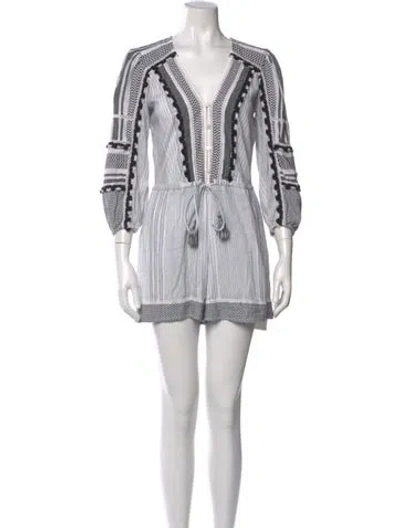 Pre-owned Veronica Beard Striped V-neck Romper In Multi