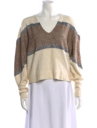 Pre-owned Veronica Beard Striped V-neck Sweater