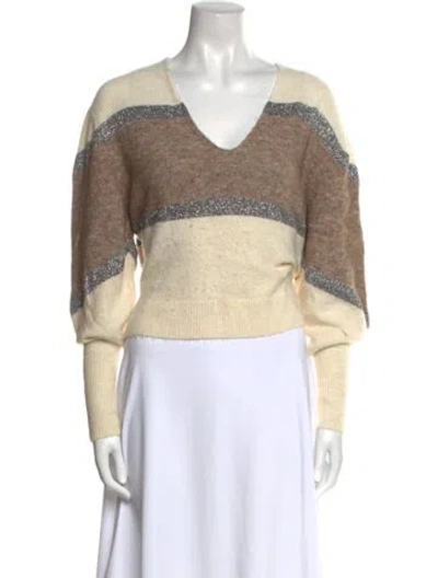 Pre-owned Veronica Beard Striped V-neck Sweater