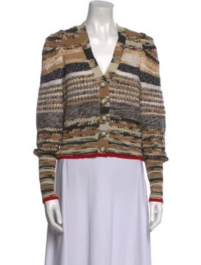 Pre-owned Veronica Beard Striped V-neck Sweater