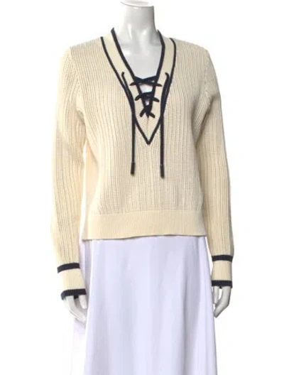 Pre-owned Veronica Beard Striped V-neck Sweater