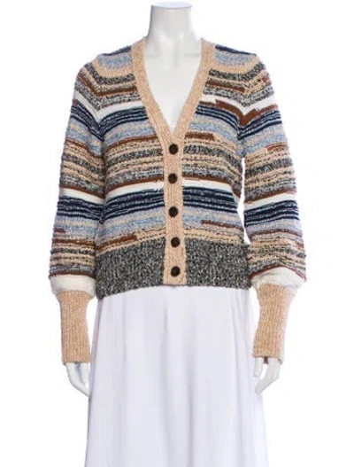 Pre-owned Veronica Beard Striped V-neck Sweater