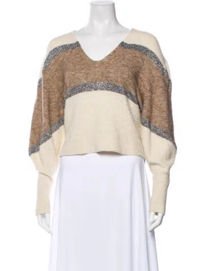 Pre-owned Veronica Beard Striped V-neck Sweater