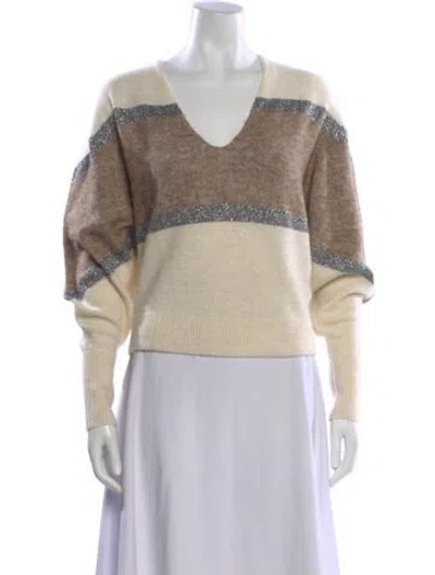 Pre-owned Veronica Beard Striped V-neck Sweater