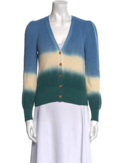 Pre-owned Veronica Beard Striped V-neck Sweater In Blue